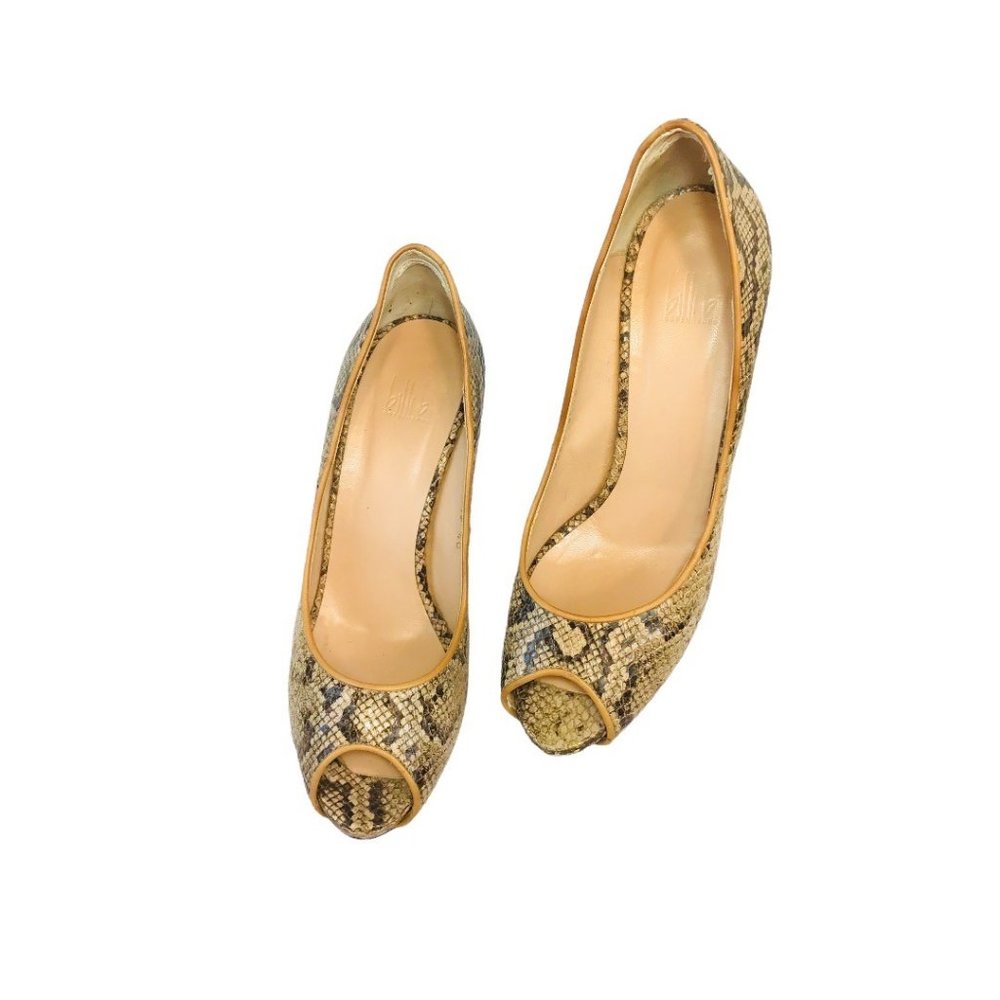Billi Bi Copenhagen Snake Leather Print Peep Toe High Heel Shoes Pumps Size 40 - Picture 4 of 10